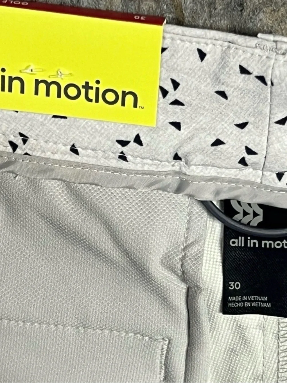 all in motion Light Gray Micro Triangle Print Flat Front Shorts
